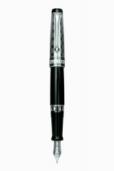 AUG11-CDNF Aurora Optima Deco. Перьевая ручка Aurora Optima Deco, Silver & Black CT, перо — F, в подарочной коробке