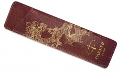 PR18Z-BRN1GLE Parker Аксессуары. Чехол Parker Dragon Special Edition из натуральной кожи, цвет Monochrome Brown с золотым тиснением