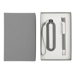 HG184061187 Набор SEASHELL-1:универсальное зарядное устройство(2000 mAh) и ручка в подарочной коробке,серый