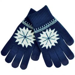 HG1509342 Перчатки для сенсорных экранов "СНЕЖИНКА", темно-синий, М, акрил 40%; шерсть 30%; нейлон 30%, шеврон