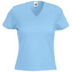 HG151182334 Футболка "Lady-Fit V-Neck T", небесно-голубой_XS, 95% х/б, 5% эластан, 210 г/м2