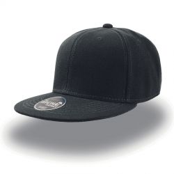 HG170151526 Atlantis. Бейсболка "SNAP BACK" 6 клиньев, плоский козырек, пластиковая застежка пвх,черный, 100% акрил, 400 г/м2