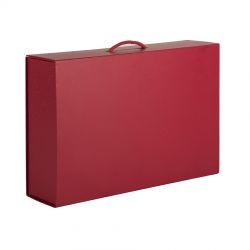 HG1509313 Коробка  складная подарочная  с ручкой, красный, 37x25 x10cm,  кашированный картон, тисн,  шелкогр.