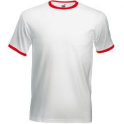 HG15091745 Fruit of the Loom. Футболка "Ringer T", белый с красным_XL, 100% х/б, 160 г/м2