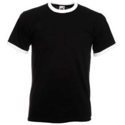 HG15091753 Fruit of the Loom. Футболка "Ringer T", черный с белым_M, 100% хлопок, 165 г/м2