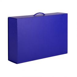 HG15091123 Коробка  складная подарочная  с ручкой,  синий, 37x25 x10cm,  кашированный картон, тисн,  шелкогр.
