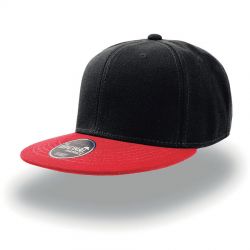 HG170151521 Atlantis. Бейсболка "SNAP BACK" 6 клиньев, плоский козырек, пластиковая застежка пвх, черный с красным 100% акрил, 400 г/м2