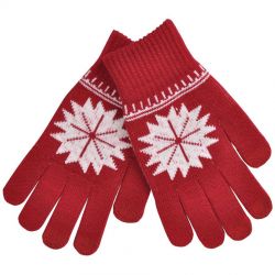 HG15091127 Перчатки для сенсорных экранов "СНЕЖИНКА",  красный, М, акрил 40%; шерсть 30%; нейлон 30%, шеврон