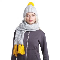 HG170151724 GoSnow, вязаный комплект шарф и шапка, меланж c фурнитурой желтый