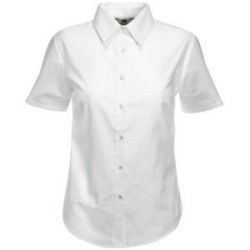 HG15091537 Fruit of the Loom. Рубашка "Lady-Fit Short Sleeve Oxford Shirt", белый_L, 70% х/б, 30% п/э, 130 г/м2