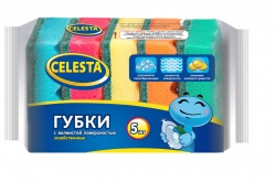 TD20041877 CELESTA Губки хозяйственные. Celesta губки для мытья посуды "Волна" 5шт.