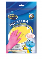 TD200418109 CELESTA Перчатки хозяйственные латексные. CELESTA хозяйственные перчатки M