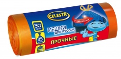 TD200418132 CELESTA Мешки для мусора. CELESTA мешки для мусора с завязками 35л30шт. Желтые