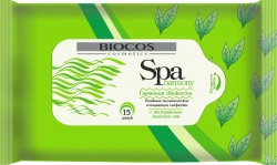 TD2004181 BIOCOS. Салфетки влажные SPA Harmony/зеленый чай, уп.15