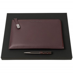 PS2102085707 Hugo Boss. Набор Hugo Boss: конференц-папка с блокнотом А5 и ручка, бордовый