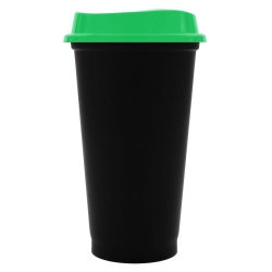 PS220413710 сделано в России. Стакан с крышкой Color Cap Black, черный с зеленым