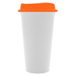 PS220413716 сделано в России. Стакан с крышкой Color Cap White, белый с оранжевым