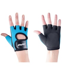 PS2009100 Starfit. Перчатки для фитнеса Blister Off, черные с бирюзовым