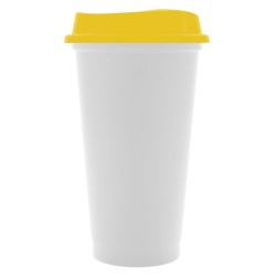 PS220413718 сделано в России. Стакан с крышкой Color Cap White, белый с желтым