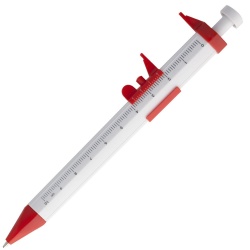PSB-WHT31 Open. Ручка шариковая &laquo;Штангенциркуль&raquo;, белая с красным