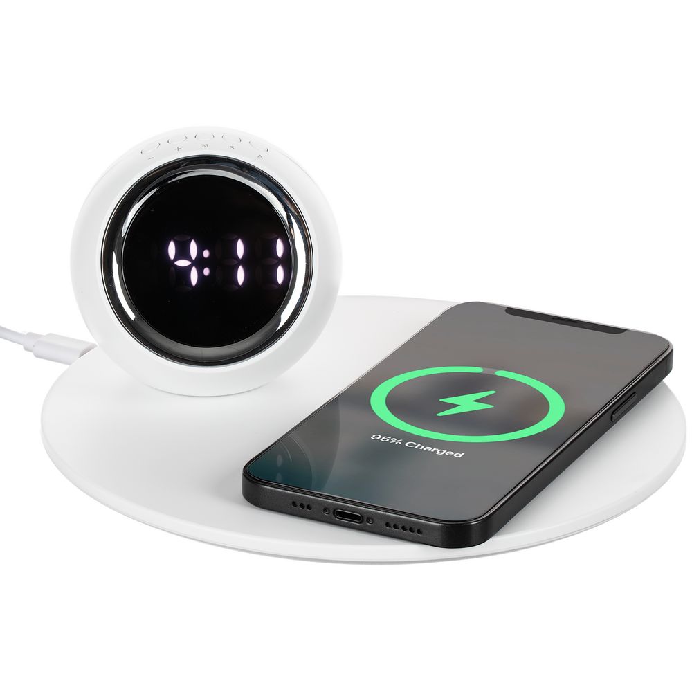 PS171025352 Molti. Станция беспроводной зарядки с часами и подсветкой GlobeBee, белая