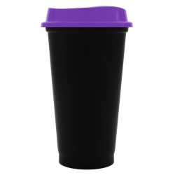PS220413708 сделано в России. Стакан с крышкой Color Cap Black, черный с фиолетовым