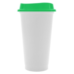 PS220413717 сделано в России. Стакан с крышкой Color Cap White, белый с зеленым