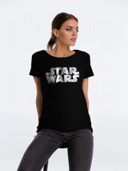 PS2102090982 Футболка женская Star Wars Silver, черная с серебристым