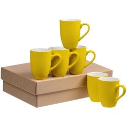 PS2203157323 Набор из 6 кружек Best Morning c покрытием софт-тач, желтый