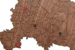 PS2013990 Деревянная карта России с названиями городов, орех