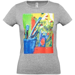 PS2012421 CoolColor. Футболка женская Artist Bear, серый меланж