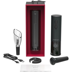 PS2102091250 Prestigio. Винный набор с электрическим штопором Bolsena, черный