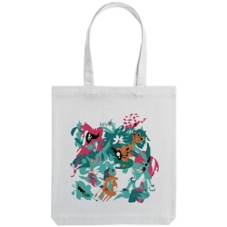 PS2015241 CoolColor. Холщовая сумка Floral, молочно-белая