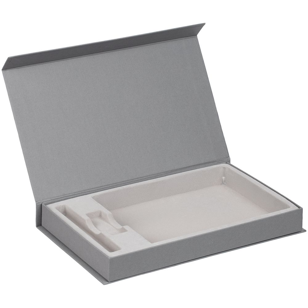 PS2408235904 сделано в России. Коробка Horizon Magnet под ежедневник, флешку и ручку, серая