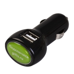 PSCR-BLK1 BrandCharger. Автомобильное зарядное устройство с подсветкой Logocharger, черное