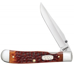 GR220119413 Zippo. Нож перочинный ZIPPO Chestnut Bone Standard Jigged Trapperlock, 105 мм, коричневый + ЗАЖИГАЛКА 207