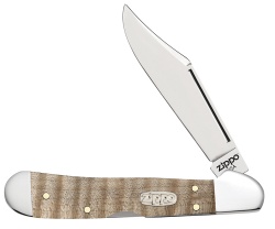 GR220119417 Zippo. Нож перочинный ZIPPO Natural Curly Maple Mini CopperLock, 92 мм, бежевый + ЗАЖИГАЛКА ZIPPO 207