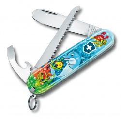 GR210919196 Victorinox My First Victorinox. Набор для детей VICTORINOX "Дельфин": перочинный нож 84 мм, шнурок на шею, книга-раскраска, голубой