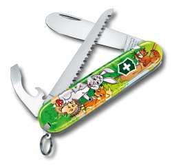 GR210919197 Victorinox My First Victorinox. Набор для детей VICTORINOX "Кролик": перочинный нож 84 мм, шнурок на шею, книга-раскраска, зелёный