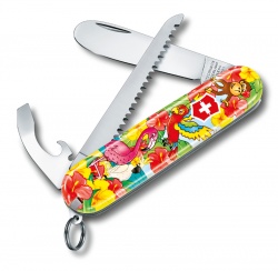 GR210919198 Victorinox My First Victorinox. Набор для детей VICTORINOX "Попугай": перочинный нож 84 мм, шнурок на шею, книга-раскраска, красный