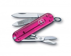 VX2N-PNG2 Victorinox Classic. Нож-брелок VICTORINOX Classic, 58 мм, 7 функций, полупрозрачный розовый