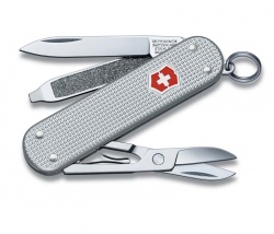 VX2N-GRY1 Victorinox Classic. Нож-брелок VICTORINOX Classic Alox, 58 мм, 5 функций, алюминиевая рукоять, серебристый