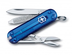 GR1711131146 Victorinox Classic. Нож-брелок VICTORINOX Classic SD, 58 мм, 7 функций, полупрозрачный синий