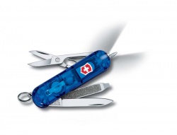 VX2N-BLU6 Victorinox Signature. Нож-брелок VICTORINOX Signature Lite, 58 мм, 7 функций, полупрозрачный синий