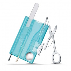 GR1711131831 Victorinox SwissCard. Швейцарская карточка VICTORINOX SwissCard Nailcare, 13 функций, полупрозрачная бирюзовая