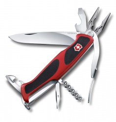 VX33N-RED9 Victorinox Ranger. Нож перочинный VICTORINOX RangerGrip 74, 130 мм, 14 функций, с фиксатором лезвия, красный с чёрным