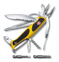 GR1711131046 Victorinox Ranger. Нож перочинный VICTORINOX RangerGrip Boatsman, 130 мм, 22 функции, с фиксатором, жёлтый с чёрным