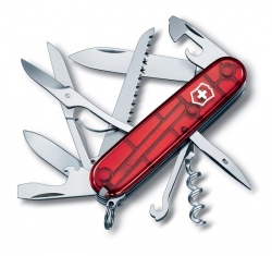 VX19N-RED18 Victorinox Huntsman. Нож перочинный VICTORINOX Huntsman, 91 мм, 15 функций, полупрозрачный красный