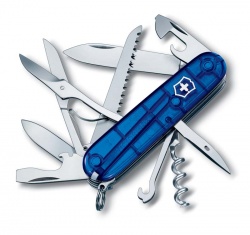 VX19N-BLU2 Victorinox Huntsman. Нож перочинный VICTORINOX Huntsman, 91 мм, 15 функций, полупрозрачный синий