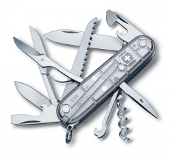 VX19N-GRY2 Victorinox Huntsman. Нож перочинный VICTORINOX Huntsman, 91 мм, 15 функций, полупрозрачный серебристый